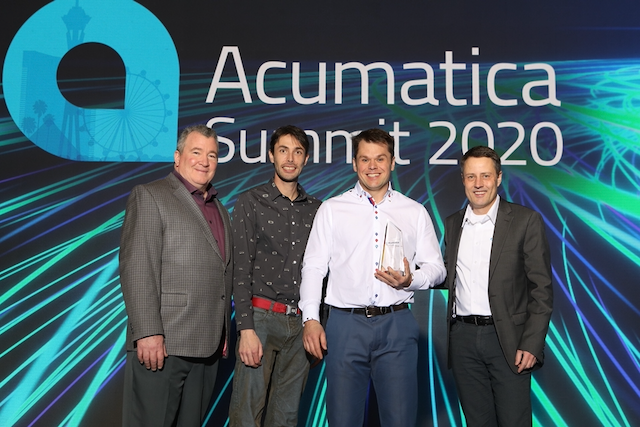 Gabriel and Mathieu receiving the Acumatica Innovation Award in Las Vegas last year