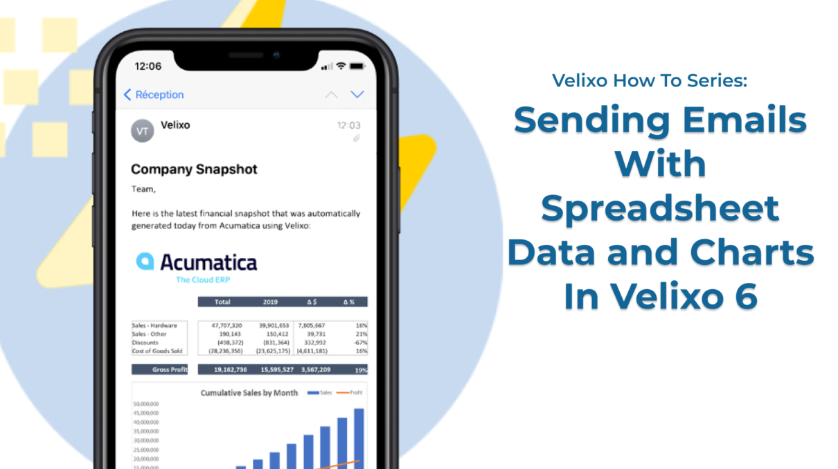 Sending Emails With Spreadsheet Data and Charts In Velixo 6