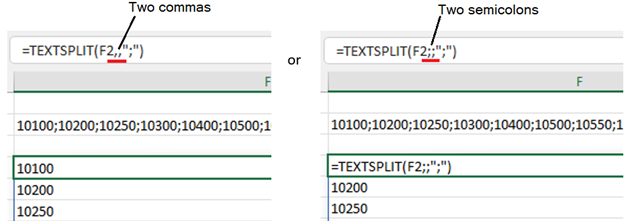 TEXTPLIT formula Excel 365