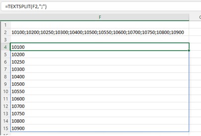TEXTSPLIT Formula