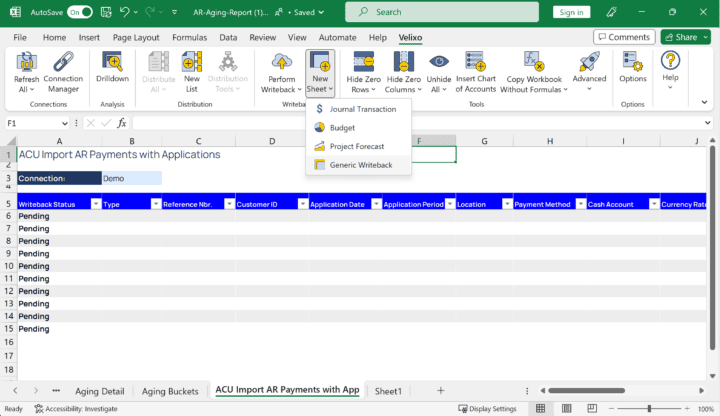 Data push to ERP from Excel to automate manual tasks - Velixo